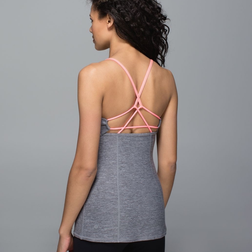 Lululemon Dancing Warrior Tank Heathered Slate/Grapefruit size 6